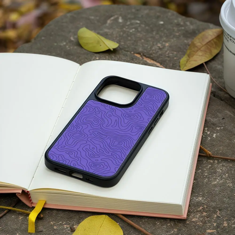 

Purple Line Pattern Phone Case For IPhone 16 15 14 13 12Plus Pro Max Case Advanced Carbon Fiber Black Frame Acrylic Case