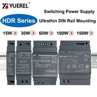 15W 30W 60W 100W 150W Ultrathin Switching Power Supply 5V 15V 12V 24V HDR DIN Rail Mounting Transformer