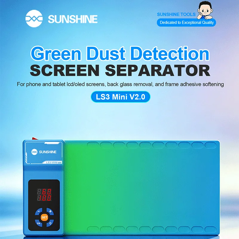 SUNSHINE LS3 Mini V2.0 Silicone Heating Pad Green Light Detection Adjustable Temp for Phone Screen Back Glass Repair