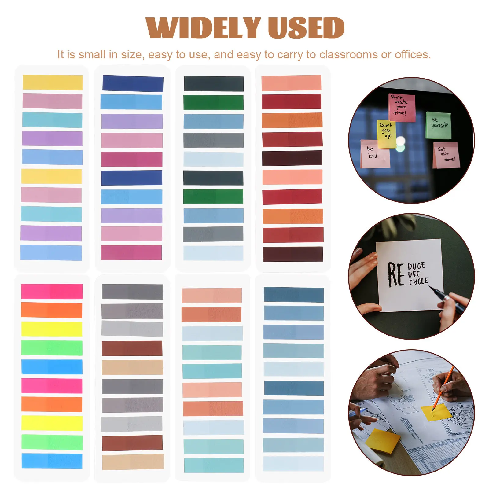 1600Pcs Colored Label Tabs Paper Sticky Index Markers for Office Teachers Study Book Page Flags Highlight Notes