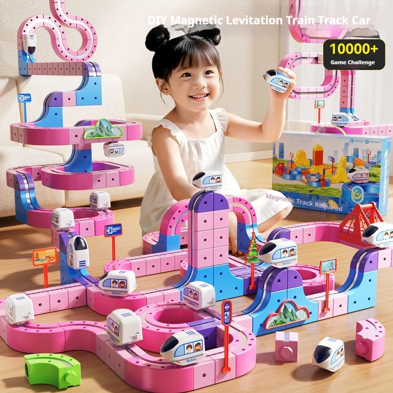 

Магнитный поезд на магнитной трассе, электрический, высокоскоростной, антигравитационный, с сильными магнитами, сборный конструктор для домашних игр, DIY-сборка