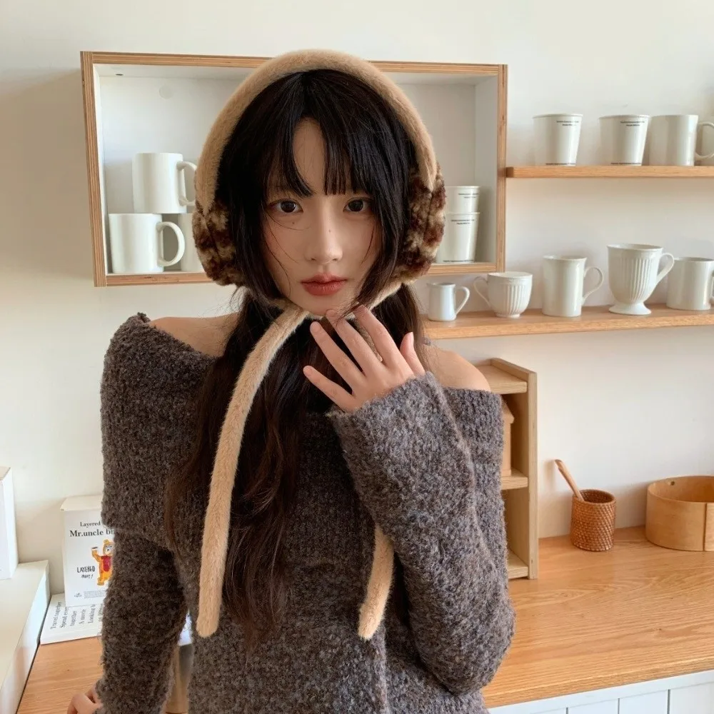 Mode Verdikte Lace-up Oorbeschermers Winddicht Warm Houden Gehoorbescherming Hoofdband Koudbestendig Oor Cover Dames