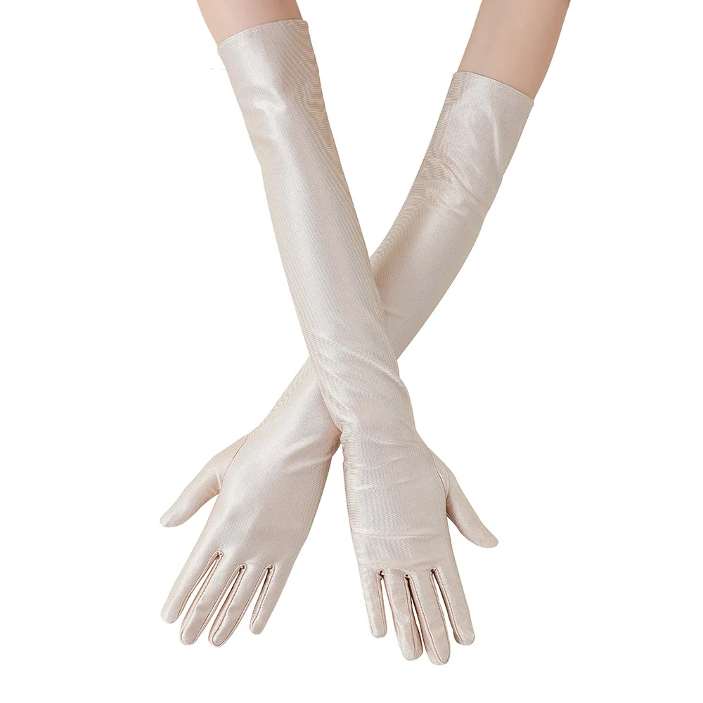 opera gloves Adult Black White Red Grey Skin Opera/Elbow/Wrist Stretch Satin Finger Long Gloves Women Flapper Gloves Matching Co