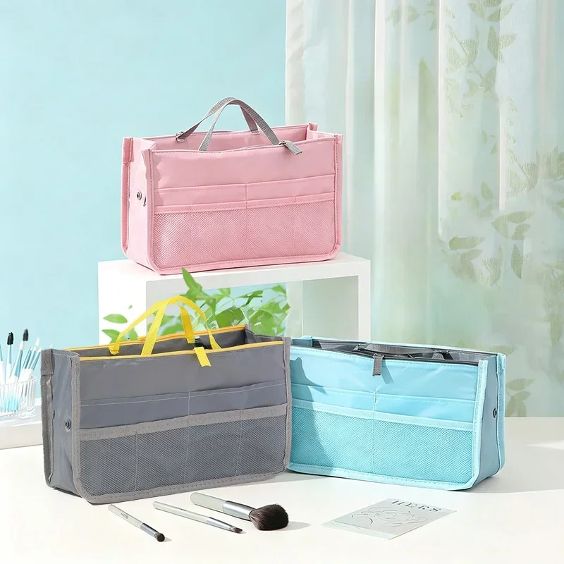 Bag Organizer Insert Large Capacity Handbag Organizer Multi Pocket Storage Bag Travel Portable Inner Bag for Makeup Electronics