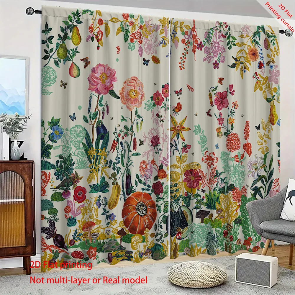 

Colorful flower printed curtains, used for bedroom, living room, balcony windows, office and home decoration sunshade curtains