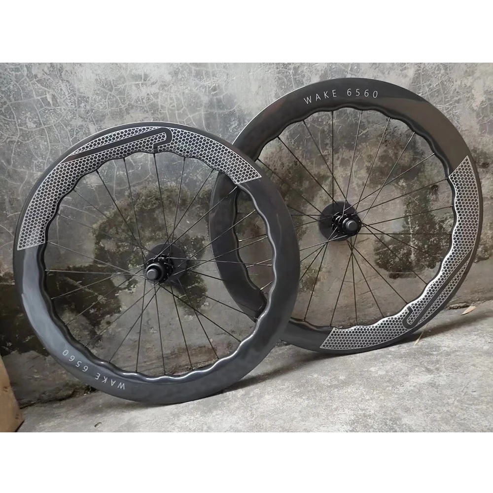 2024 6560 road Carbon Wheelset Clincher Tubeless Disc Brake 700c Road Wheels Black gold Racing Bicycle Wheel