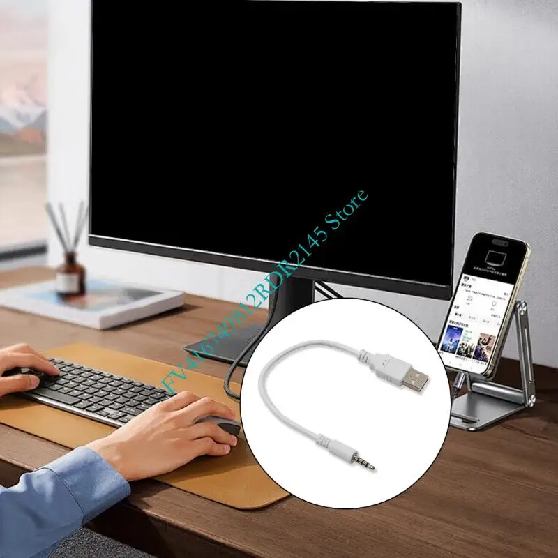 B2EF USB ถึง 3.5 มม. สายเคเบิลการชาร์จการเชื่อมต่อ 3.5 มม. การเชื่อมต่อชายสำหรับแล็ปท็อปลำโพงรถยนต์และอุปกรณ์มือถือ