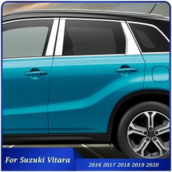 For Suzuki Vitara 2015 2016 2017 2018 2019 2020 2021 Window B C Pillar Column Trims Strip Covers Stainless Steel Car Accessories