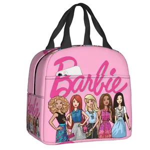 Custom Barbie Lunchbag, wiederverwendbarer Kühlschrank, isolierte thermische Bento -Box für Frauen, Kinder, Schule, Reisen, Rosa, Tasche, Essen 8 Hauptverkäufe Barbie Travel - №5