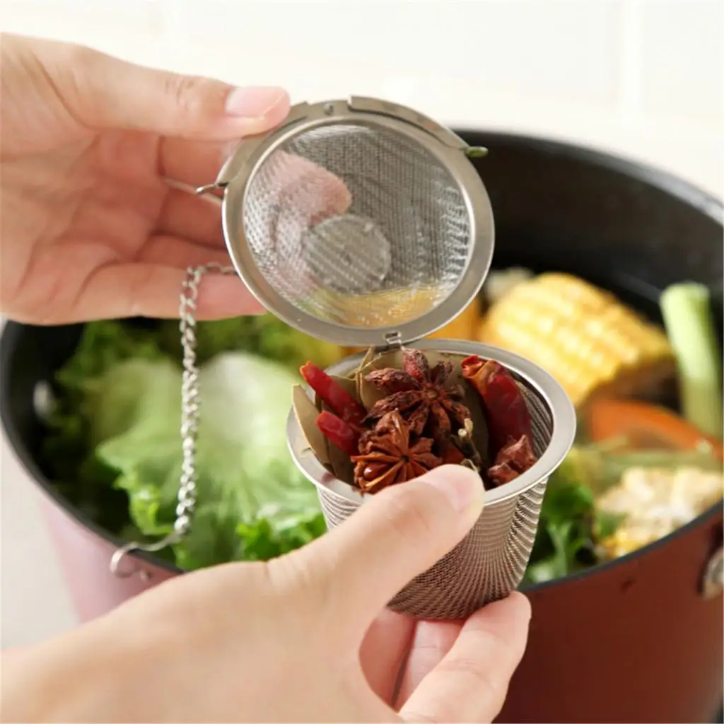 Seasoning Ball Stainless Steel Tea Interval Diffuser Reusable Filter Mesh for Herbal Tea and Soup Pots