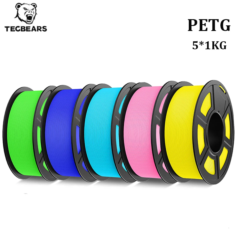 Filament d'imprimante 3D TECBEARS PETG 1,75 mm 5 kg, ensemble multicolores, matériau d'impression 3D PETG, plastique pour imprimante 3D FDM
