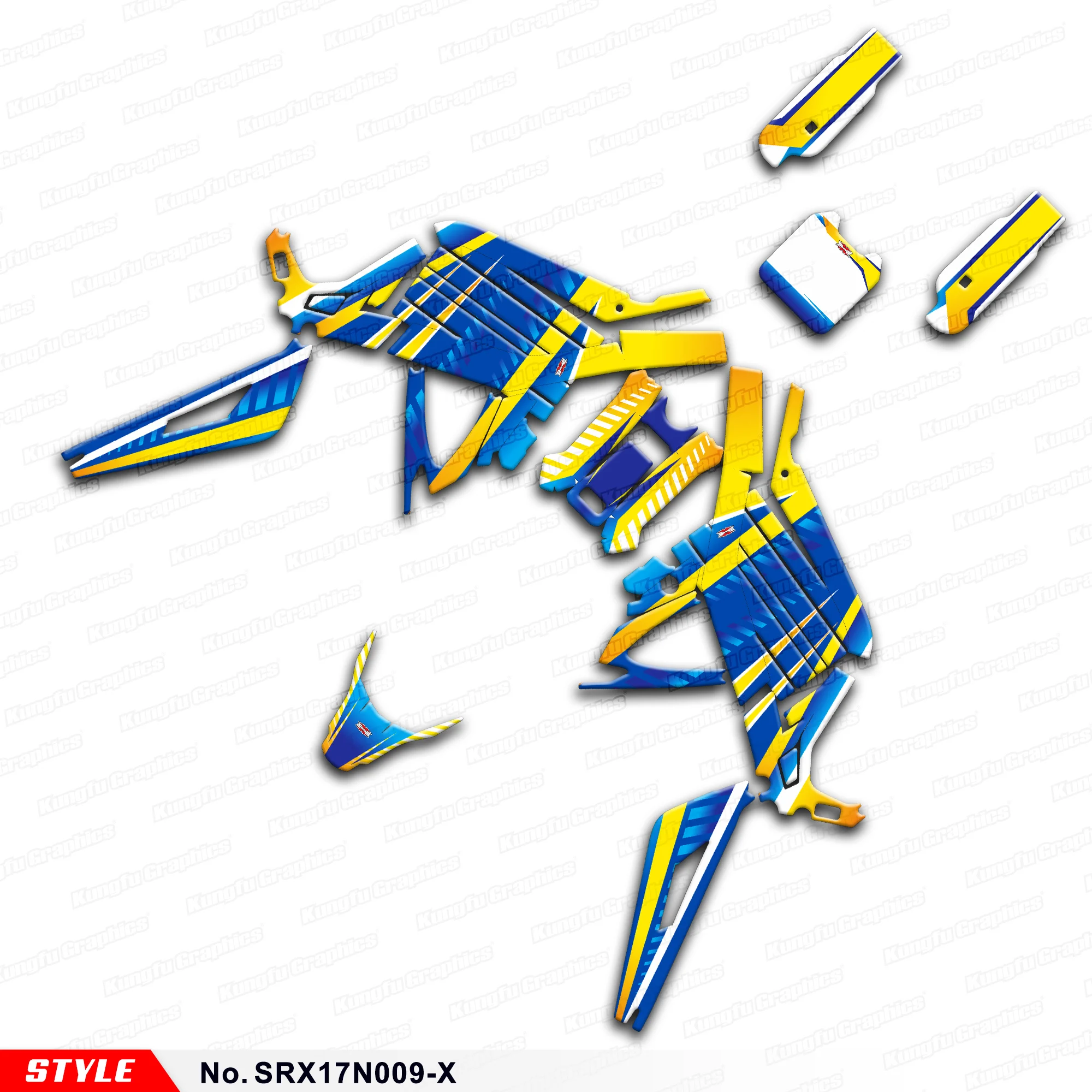 JY RACING Custom Graphics Kit for Surron Light Bee X for Segway X160 X260 Vinyl Label Blue Yellow, Style No.SRX17N009-X