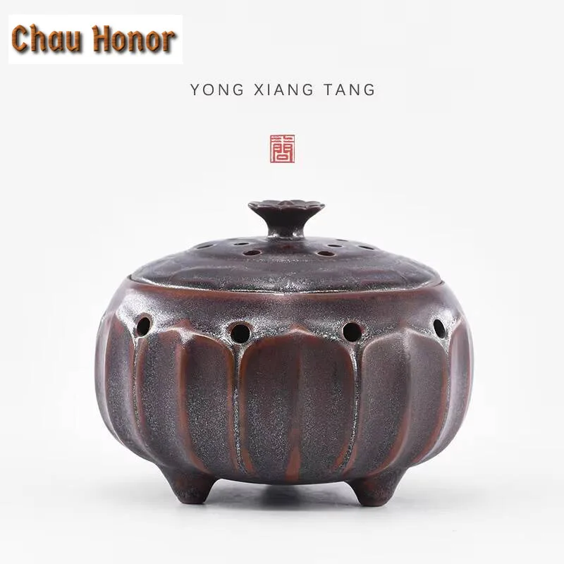 Creative Kiln Change Lotus Seat Ceramic Plate Incense Stove Antique Gilding Galze Silent Space Daily Smeller Zen Burner Holder