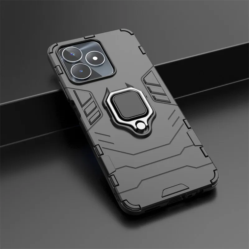 For Realme Note 50 Case Realme Note 50 Cover Shockproof Armor PC Silicone Metal Stand Protective Phone Back Cover Realme Note 50