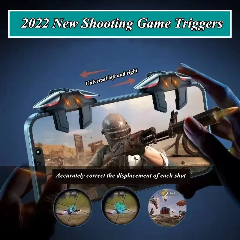 JS61 6 Vinger Mobiele Telefoon Gaming Trigger Voor Pubg Game Controller Gamepad Joystick Doel Schieten L1R1 Key Button Voor Ios android