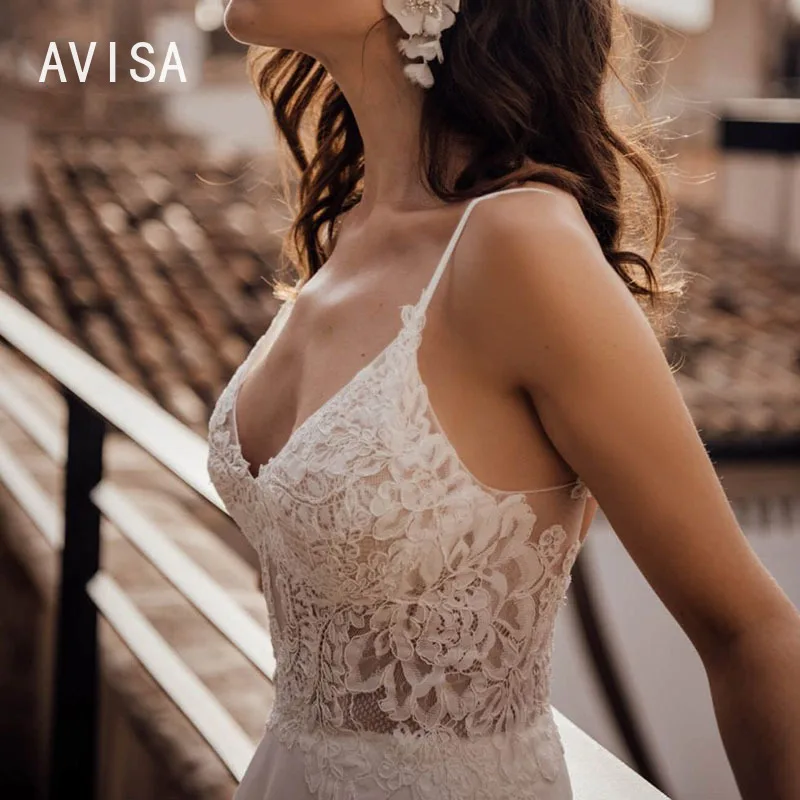 Vestido de casamento simples sem mangas, Tule, Renda, Apliques, Branco, Marfim, Botões românticos, Vestido de noiva, 2024