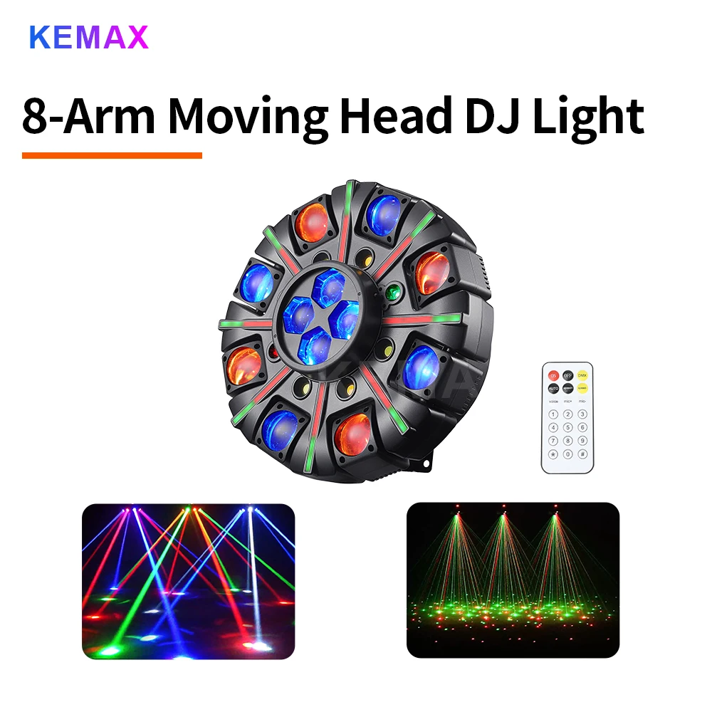 150W LED Beam Moving Head Light 8-Arm Disco Party Lights DMX512 DJ Equipment Rotating Stage Effect For Nightclub Event Wedding