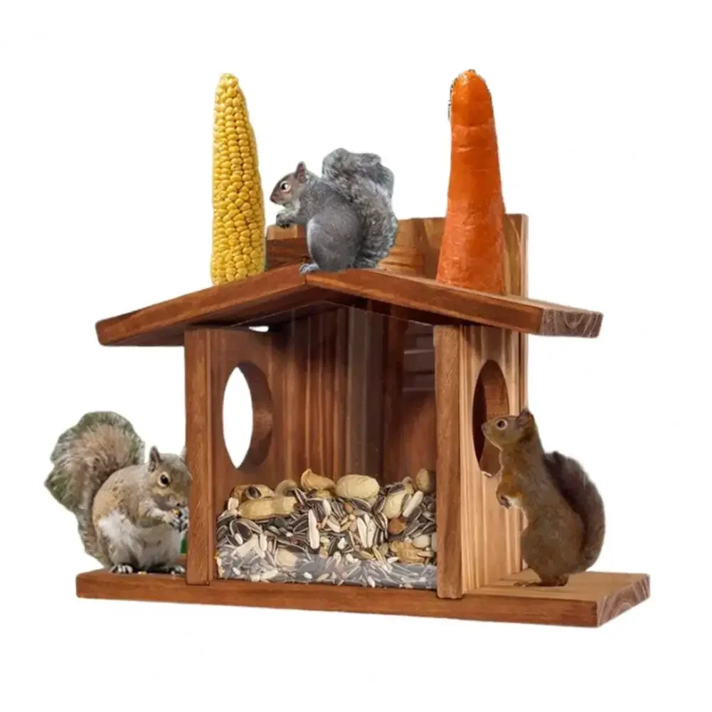 Squirrel Feeder for Tree Securely Attach Squirrel Feeder Wooden Squirrel Feeder with Corn Cob Holder for Outdoor for Chipmunk