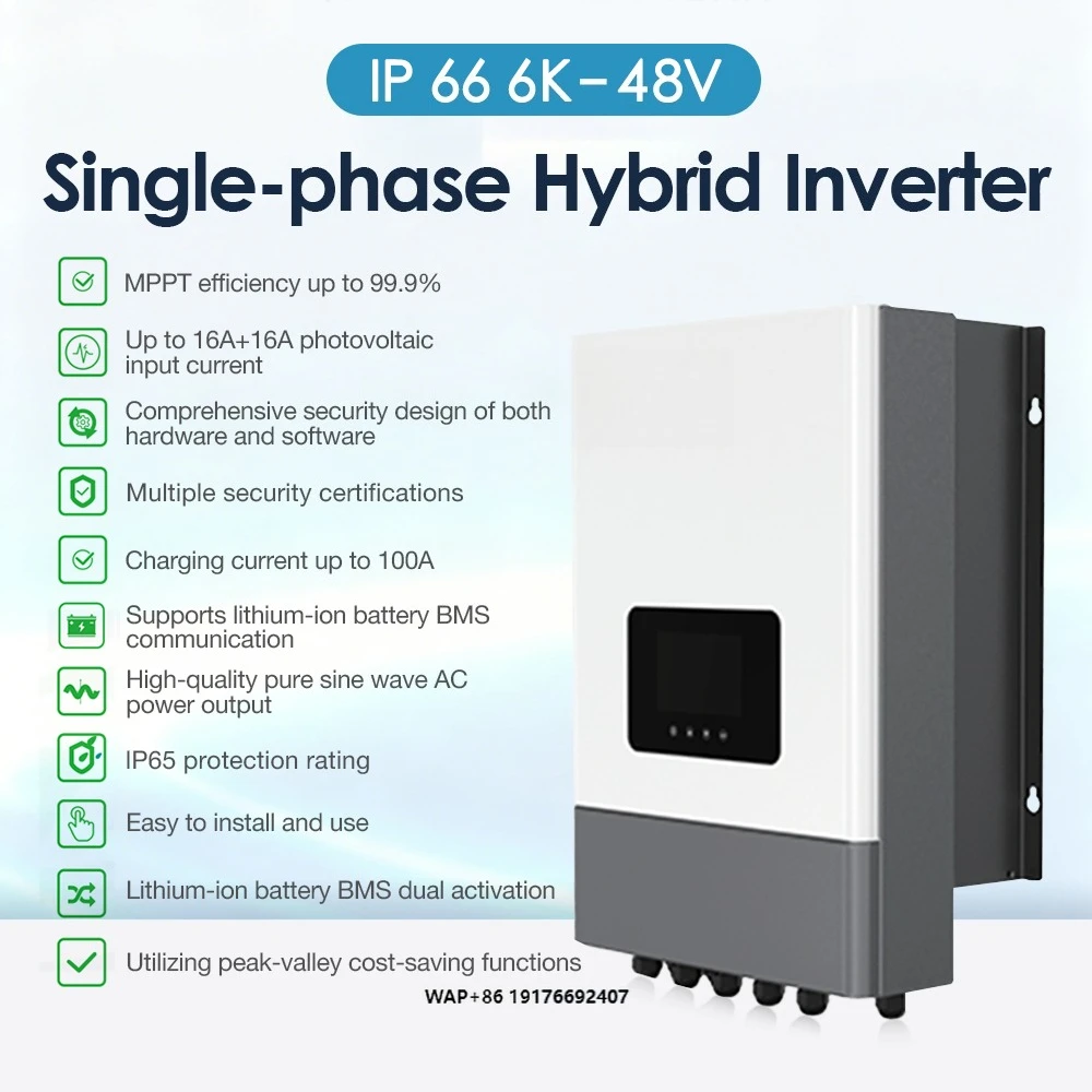 Good Quality Dual Hybrid Solar Inverter 8.2kw & 10.2kw with ’MPPT Technology 97.5% Efficiency IP66 Protection