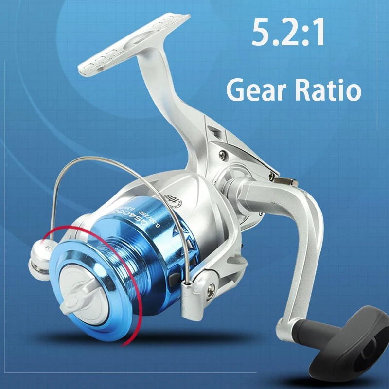 

5.2:1 Gear Ratio Nylon Plastic Spinning Wheel Fishing Reels Foldable Rocker Large Line Capacity For Freshwater Saltwater Tackle