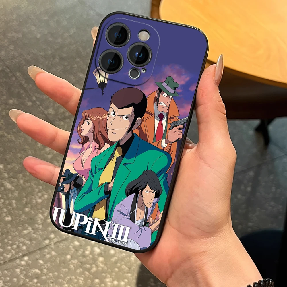 Anime L-Lupin the T-Third Phone Case for iPhone 12 11 13 14 15 16 Max Pro Plus Black Soft Silicone Cover