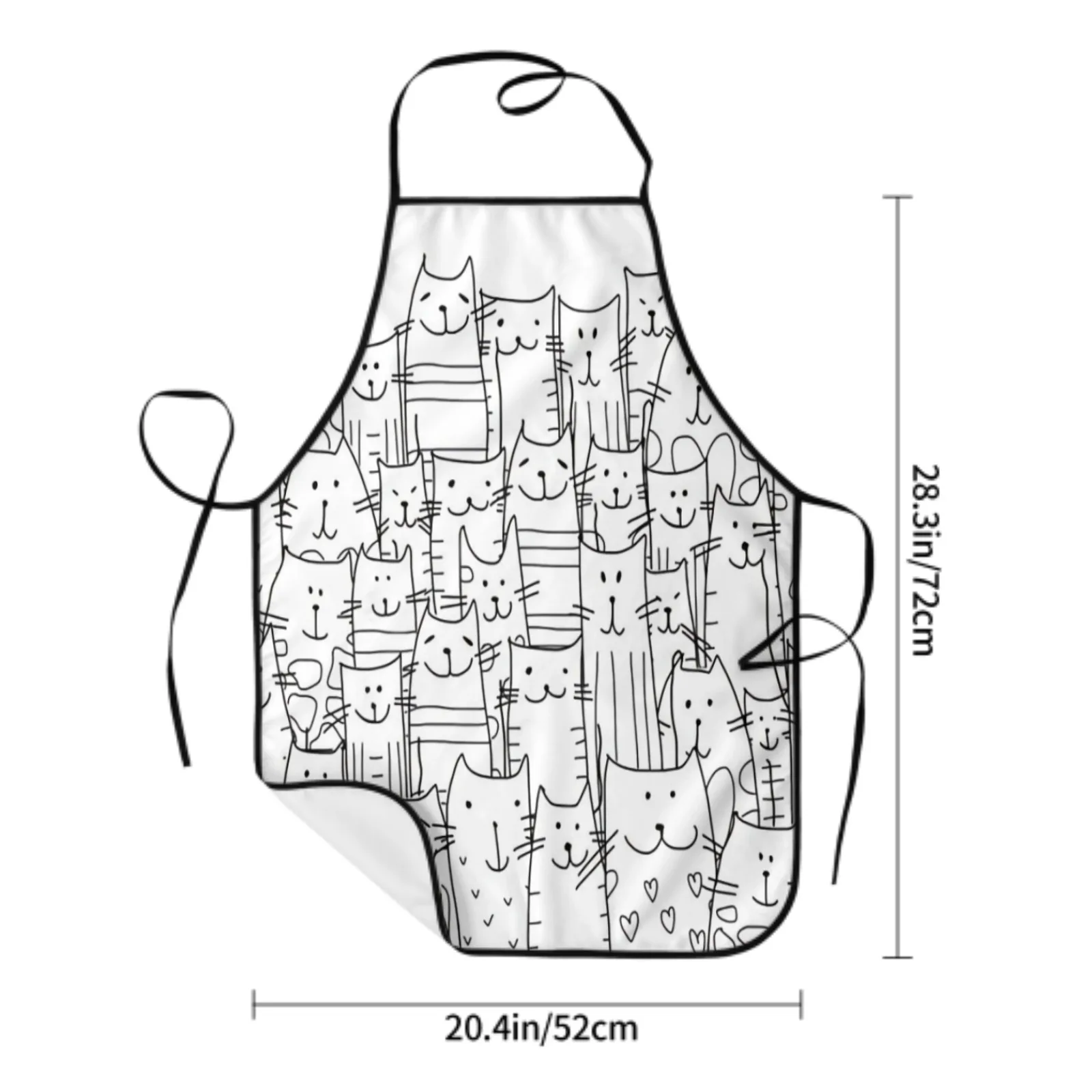 Cartoon Cat Polyester locking hem Apron Home Cooking Baking Kitchen Colorful Apron Cute Cat Cute Cat