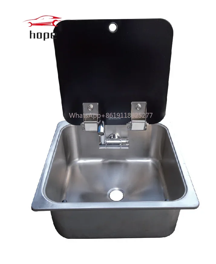 Rv water basin self-towing modified RV accessories 304 stainless steel with lid wash basin square wash basin