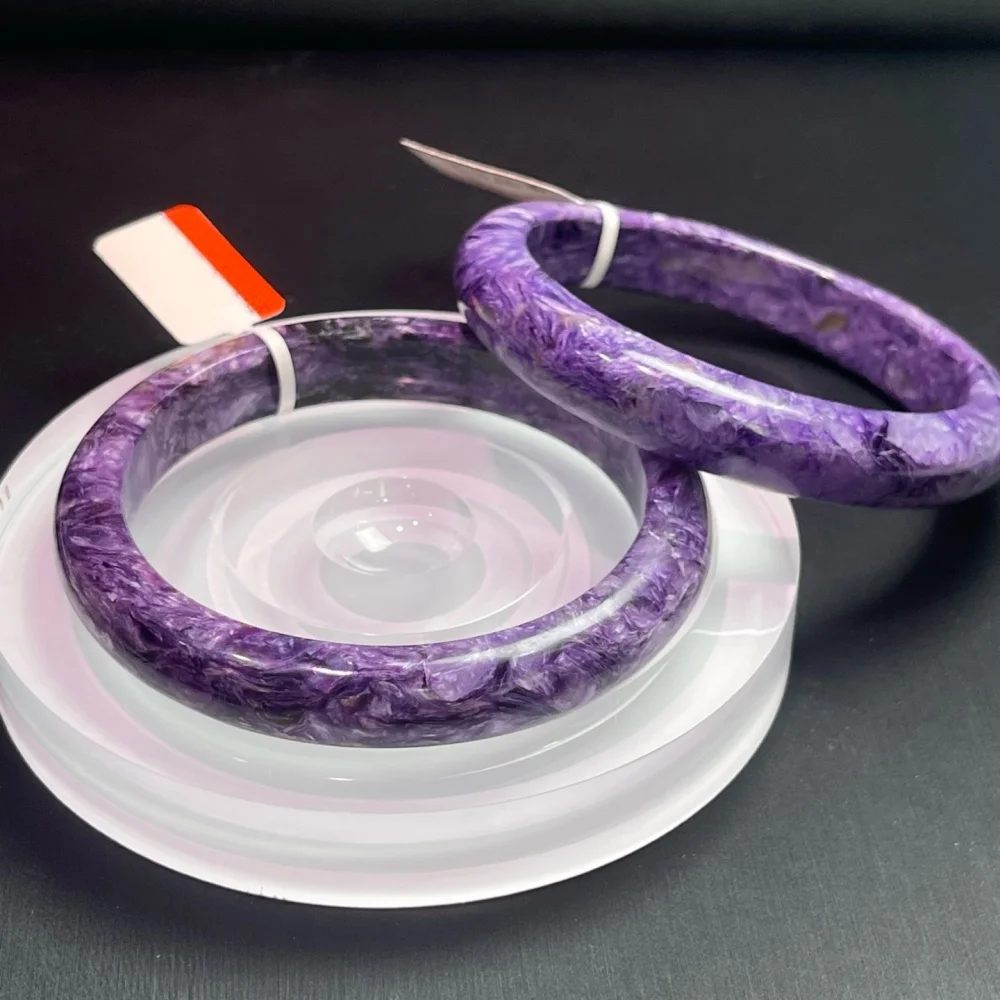 Natural Crystal Purple Caroite Quartz Bangle 62mm Fortune Energy Healing Gemstone Women's Amulet Jewelry Gift