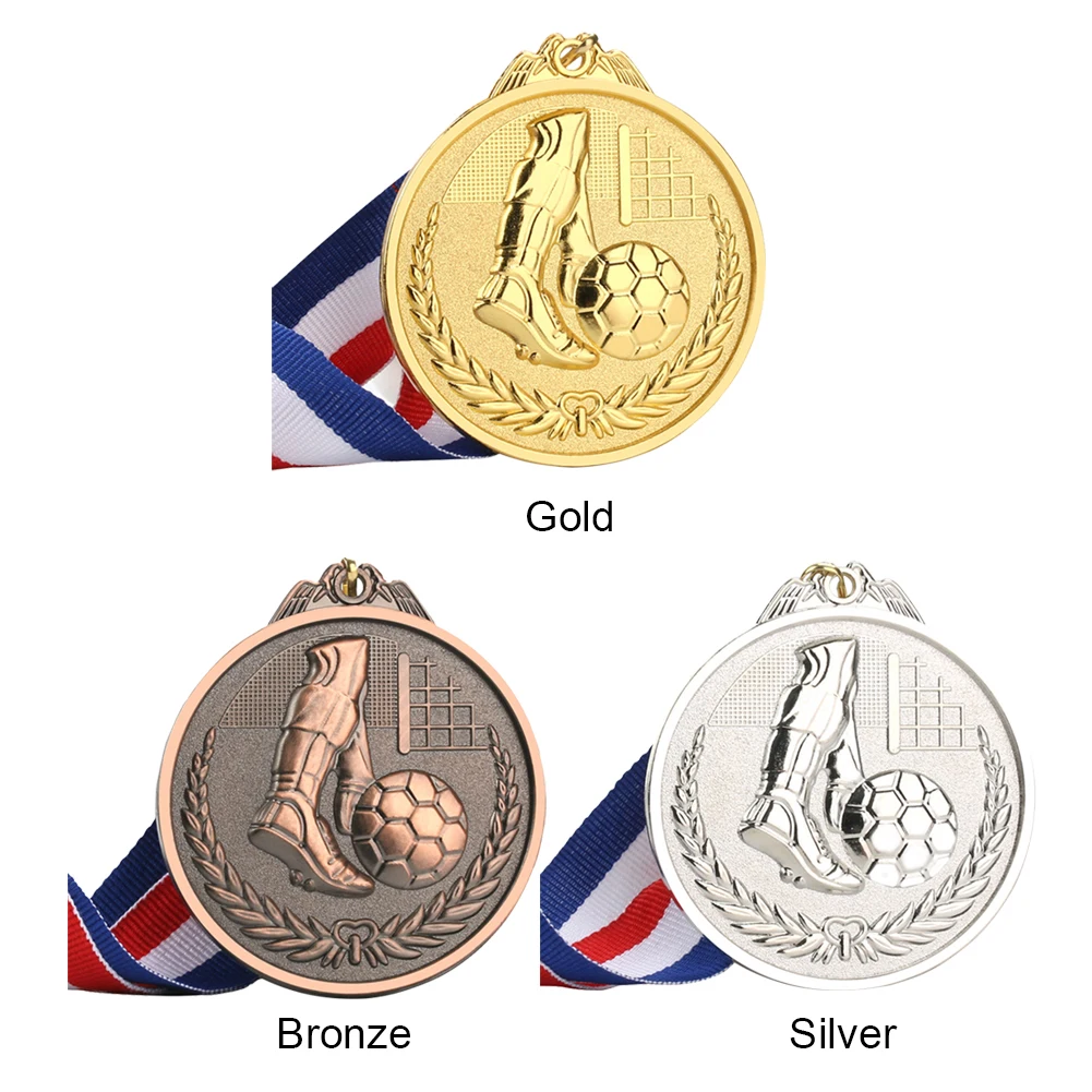 3 Colors Football Medal School Sports Gold Silver Bronze Motion Honor Communication Ability Self-Confidence Developing Gift