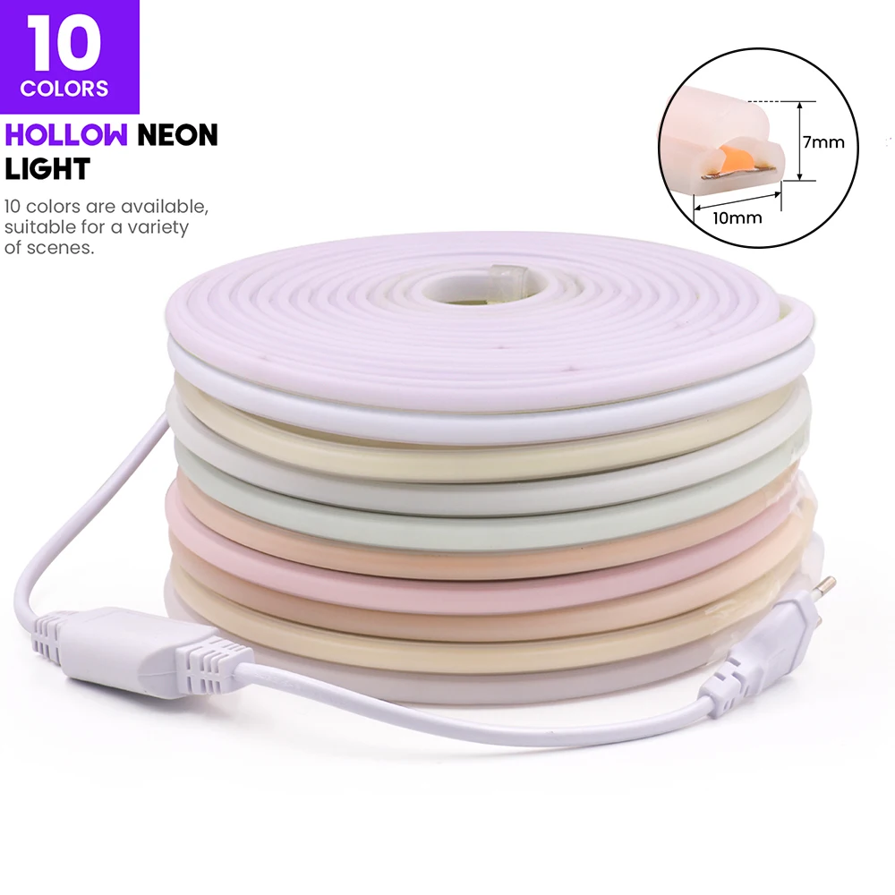 AC 220V COB LED Neon Strip Light Waterproof White Pink Red Blue 288LED/m EU Power Plug Kit RA90 Flex Tape 10 Color Garden Decor