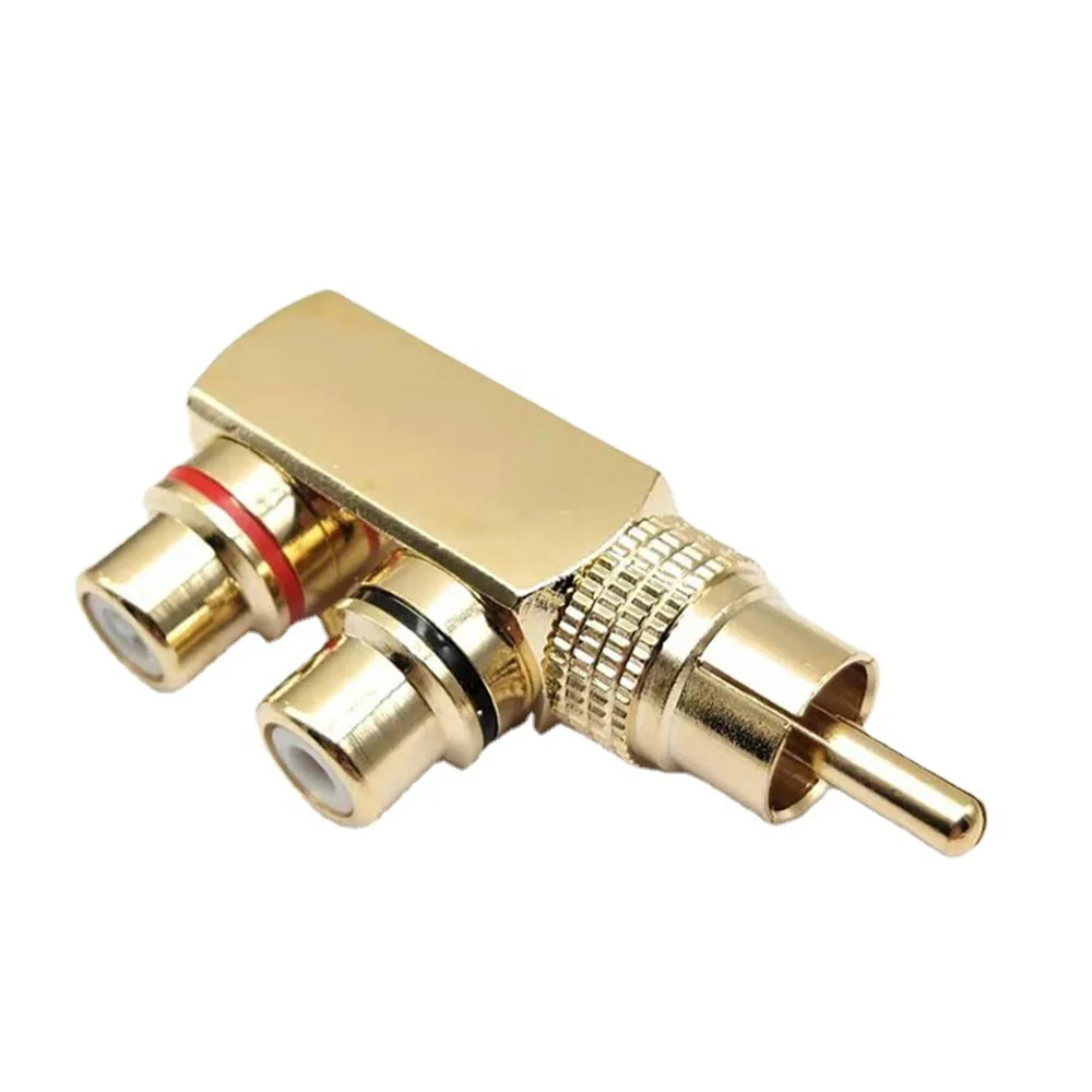 Musical Sound 1/6/12/30Pcs RCA Male to 2 RCA Female AV Splitter Adapter Gold Plated Connector Right Angle RCA Splitter Adapter