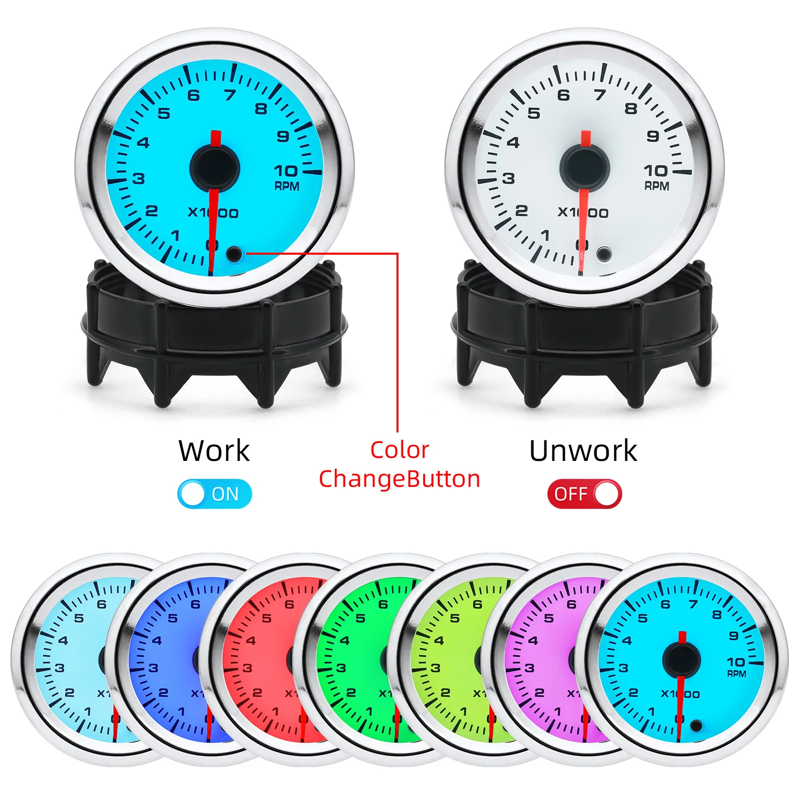 12V 52MM Tachometer 10000RPM Tacho Gauge For 4/6/8 Cylinder Gasoline Enginee Universal Car Tacho Meter