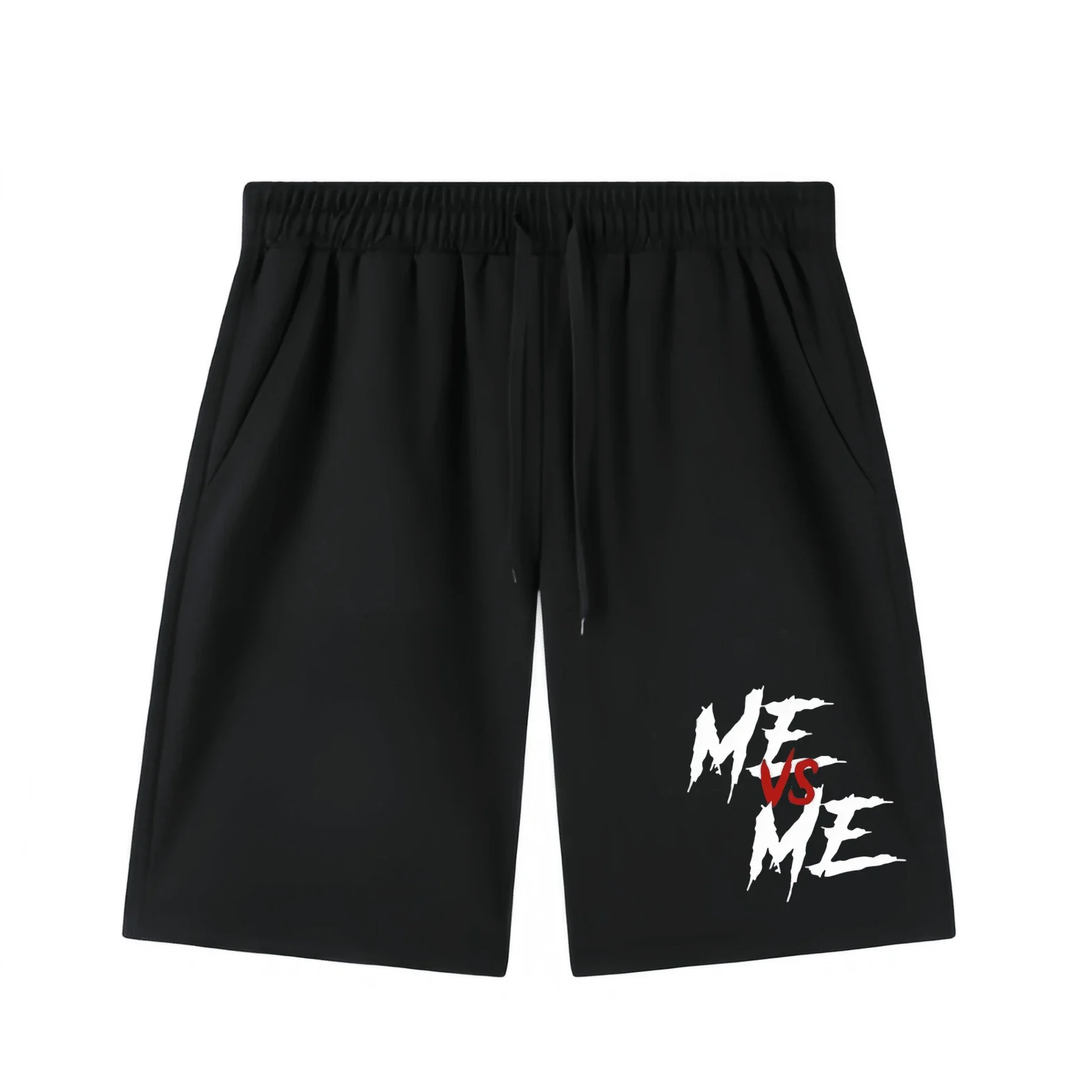 

Men's Oversized T-Shirt And Drawstring Shorts Set With Bold Brush Stroke ME VS ME Print