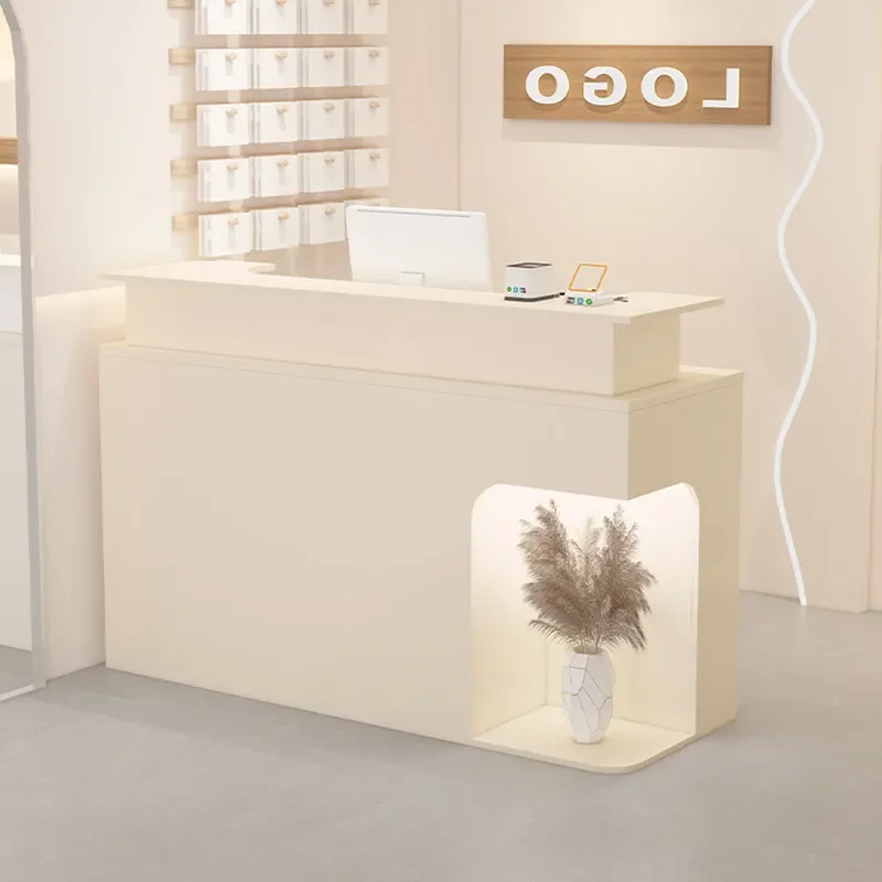 Best Sellers Nordic Cream Style Cashier Desks Modern Design Women Clothing Store Counter Hair Salon Reception Bar Office Furnitu