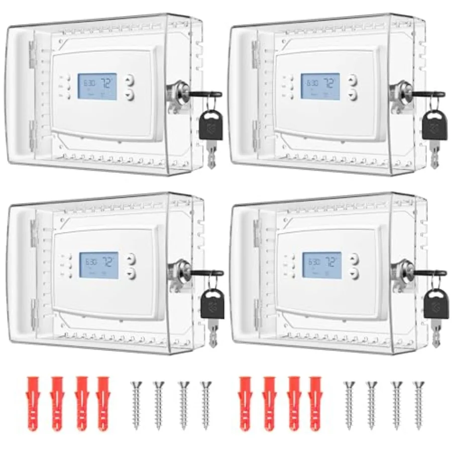 

Thermostat Box with Large Thermostat Cover with for Thermostat on Wall AC Control Lock Box Cover with Key Air Conditioner Lockb