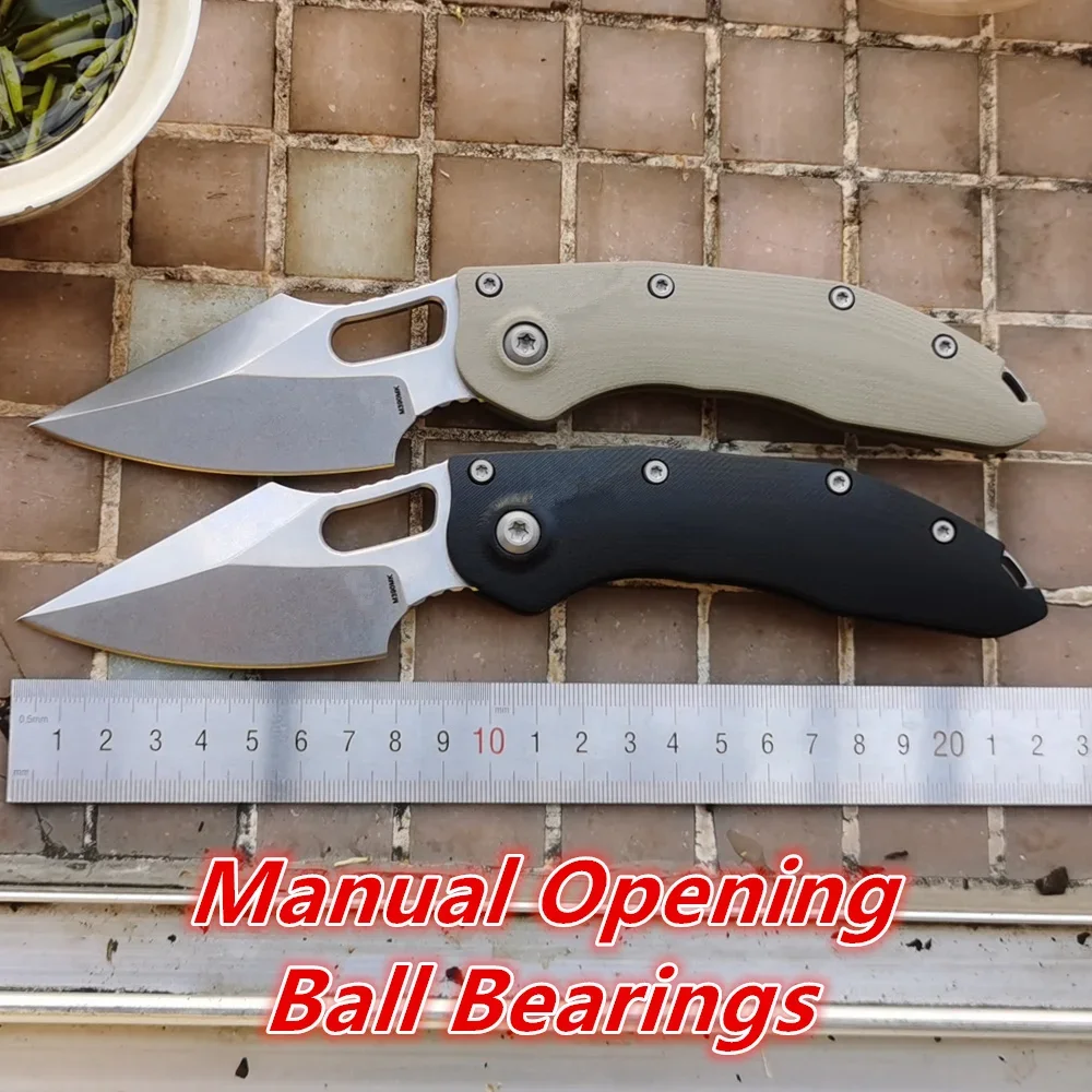 

JUFULE Stitch-RamL Manual Open G10 Ball Bearing Mark M390MK Blade, Hunting Fish EDC Tool, Folding Outdoor Camping Pocket Knife