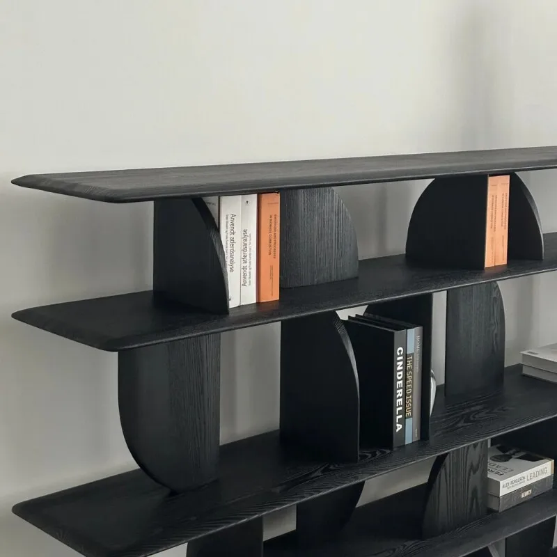 floor-standing wabi-sabi antique shelf, Nordic bookcase display cabinet, living room multi-treasure grid screen partition