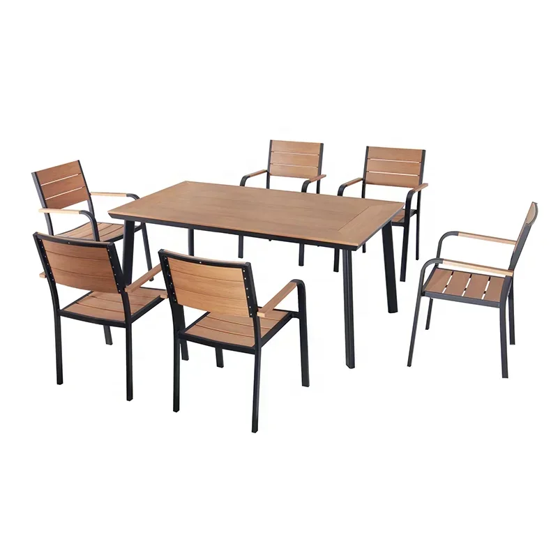 Hot SalesContemporary 7 Piece Patio Dining Set Furniture Outdoor Porch Garden Aluminum Table And 6 Seater Chairs For Sale