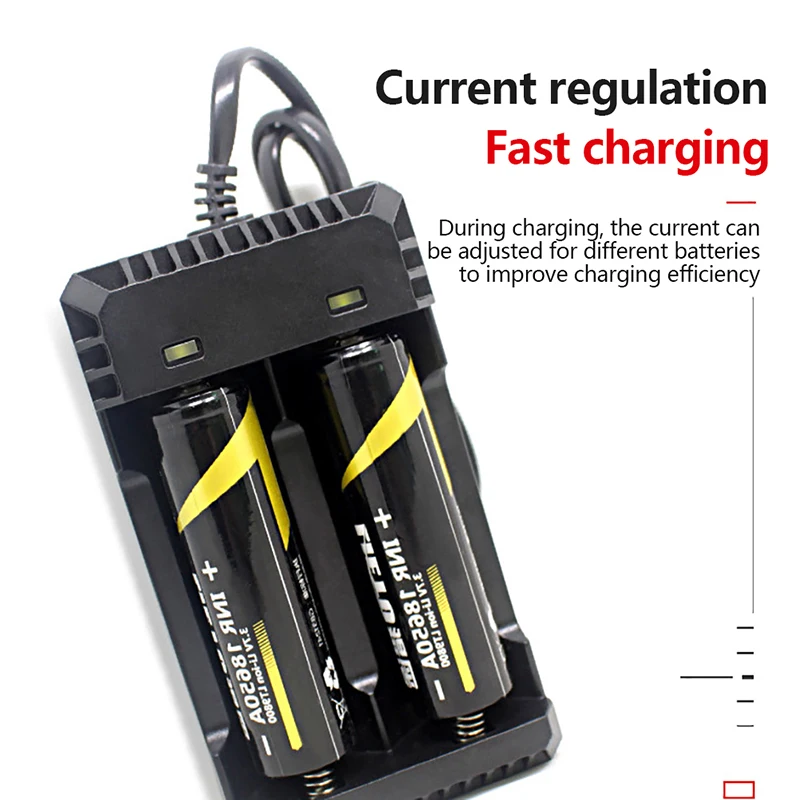 26650 Charger Li-ion Battery 18650 Dual Slot Battery Charger With Cable Flashlight Smart Lithium Battery Charging Adapter