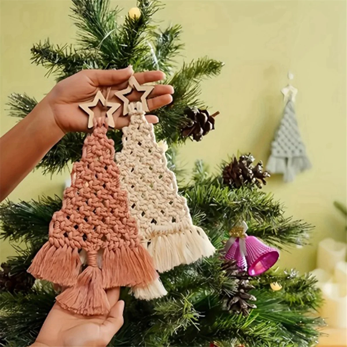 Macrame Woven Christmas Tree DIY Kit Christmas Craft Gift Kit Very Suitable for Family Friends Perfect Holiday Gifts