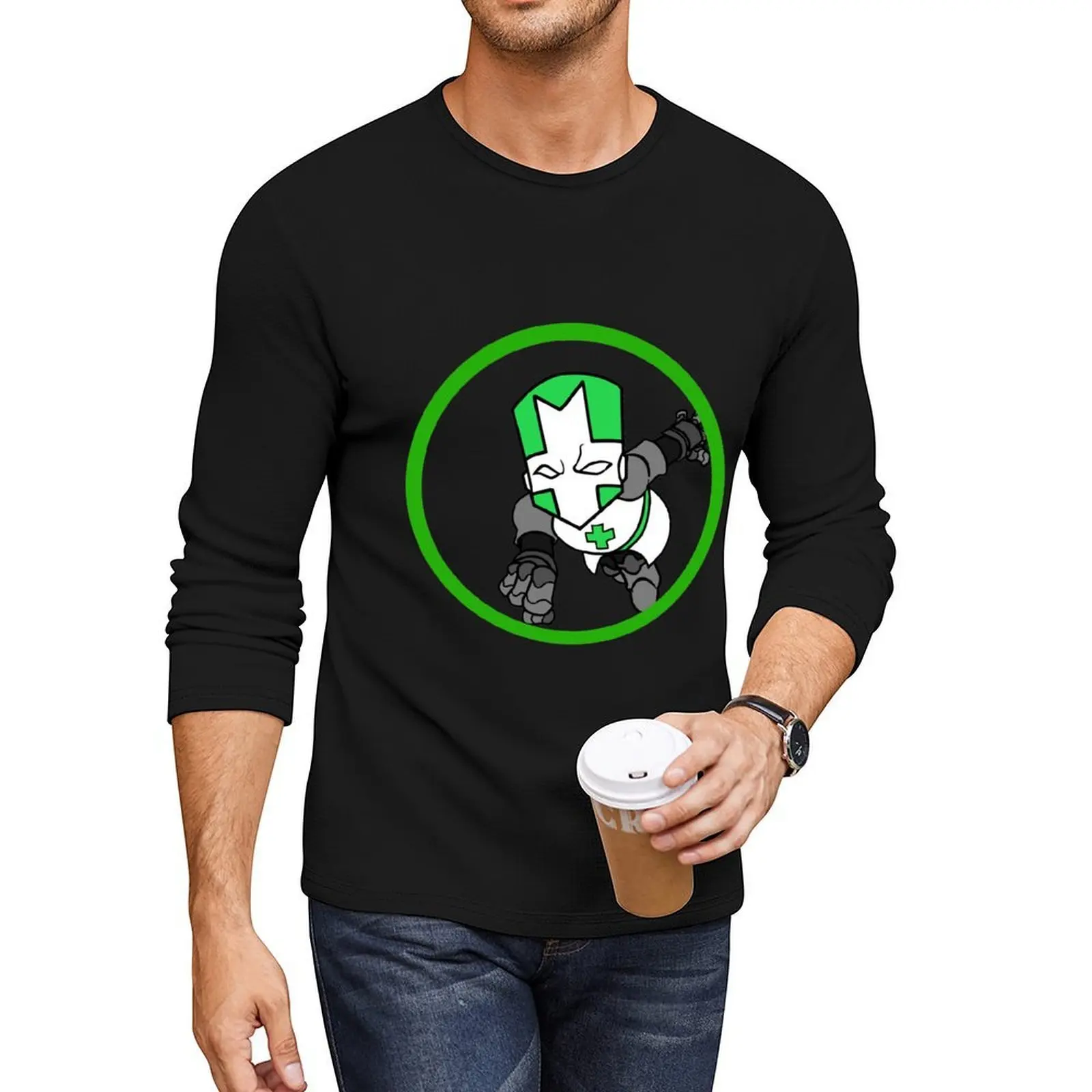 

Green Knight of Castle Crasher Long T-Shirt vintage t shirt aesthetic clothes funny t shirts oversized t shirt shirts men