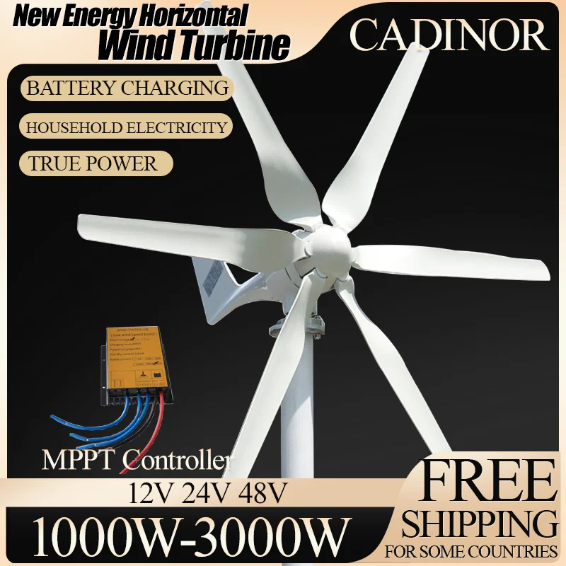 3000W 12V 24V 48V Horizontal Axis Wind Power Turbine Wind Energy Generator 3KW Small Windmill for Home With MPPT Controller