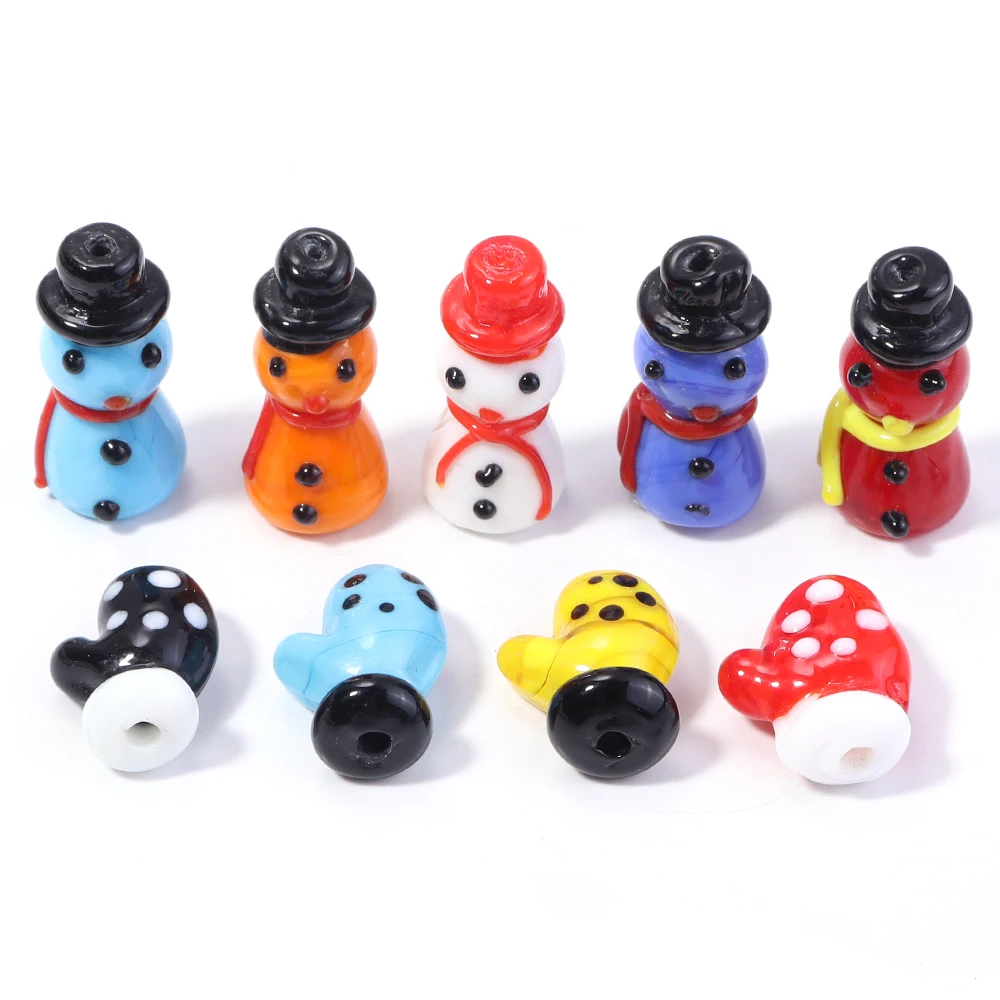 2 stücke Weihnachten Lampwork Perlen Nette Handschuh Schneemann Glas Lose Perlen Für Schmuck Machen DIY Armband Schlüsselbund Weihnachten Geschenke decor