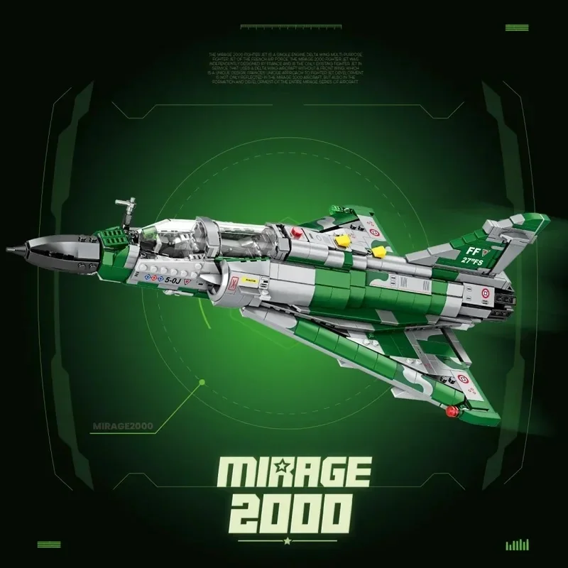 1012PCS Mirage 2000 Fighter Jet Building Blocks Model Military Plane Series  Educational DIY Toys Gifts Desktop  Christmas gift
