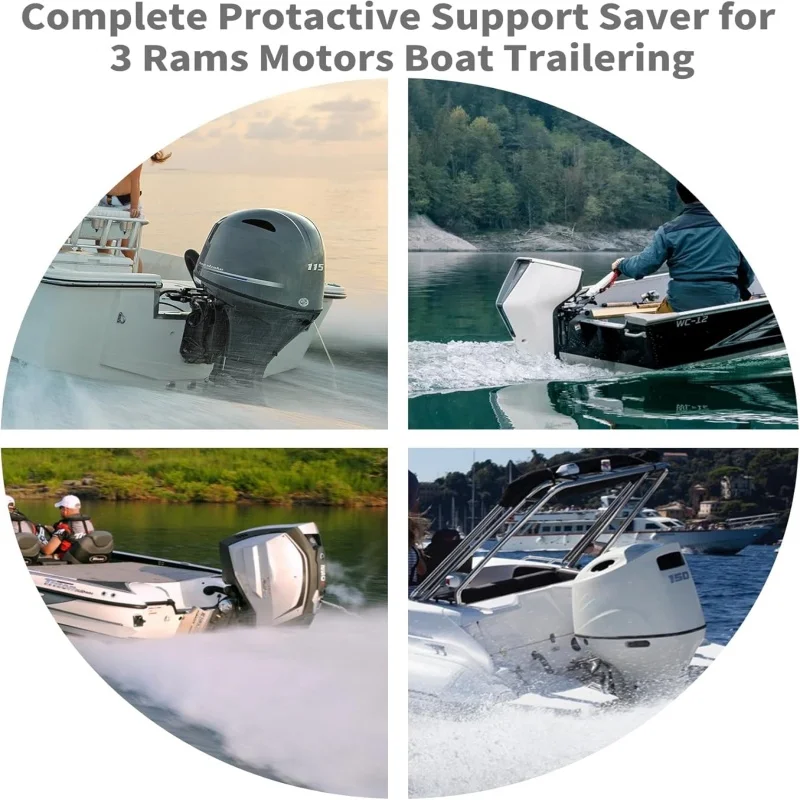 ISURE MARINE 3 Rams Beam Support Protector مع 2 أقفال محرك مقطورة مناسبة لملحقات سفينة المحرك الخارجي البحري باللون الأسود