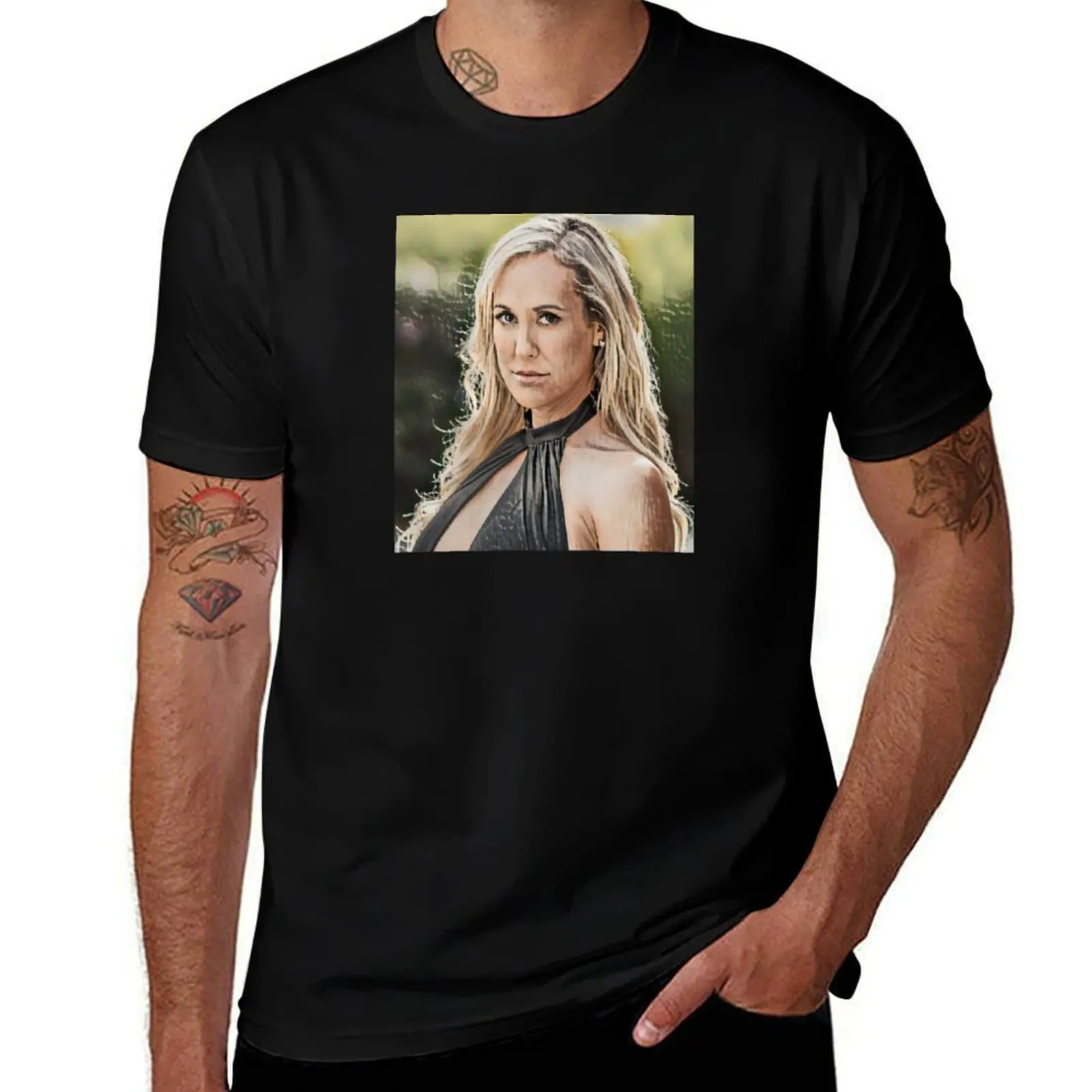 Brandi Love Digital Portrait Painting T-Shirt Casual Daily Wear Short Sleeve Top