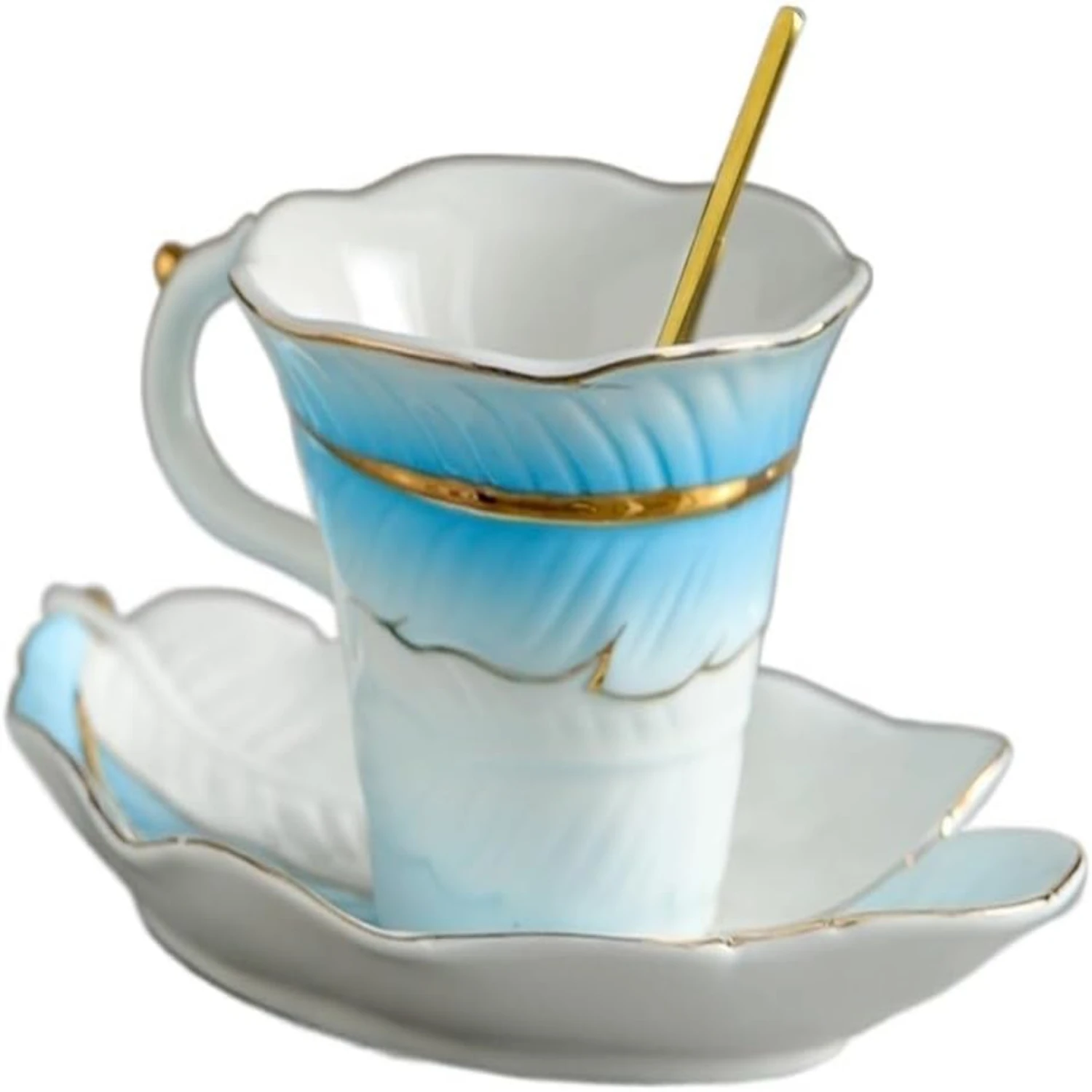

Luxurious Feather-Embossed Ceramic Coffee Mugs - Perfect Gift for Tea and Coffee Enthusiasts - Elegant Addition to Your Home Dé