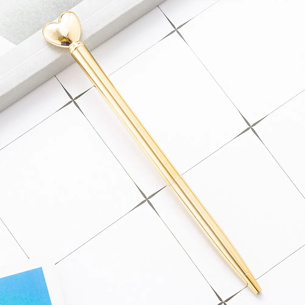 

6Pcs Heart Shaped Metal Ballpoint Pen Smooth Writing Portable Students Office Use Creative Gift Cute Ballpoint Pens