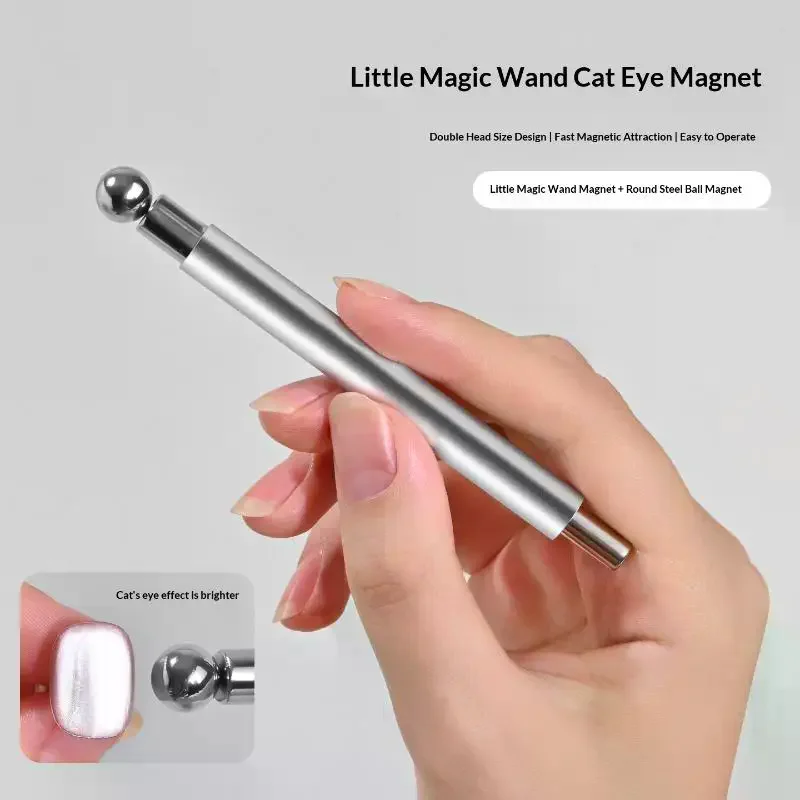 Multifunctional Strong Cat's Eye Magnet Wooden Handle Cylindrical UV/LED Gel Magnet Double Head Nail Art Tool Tool
