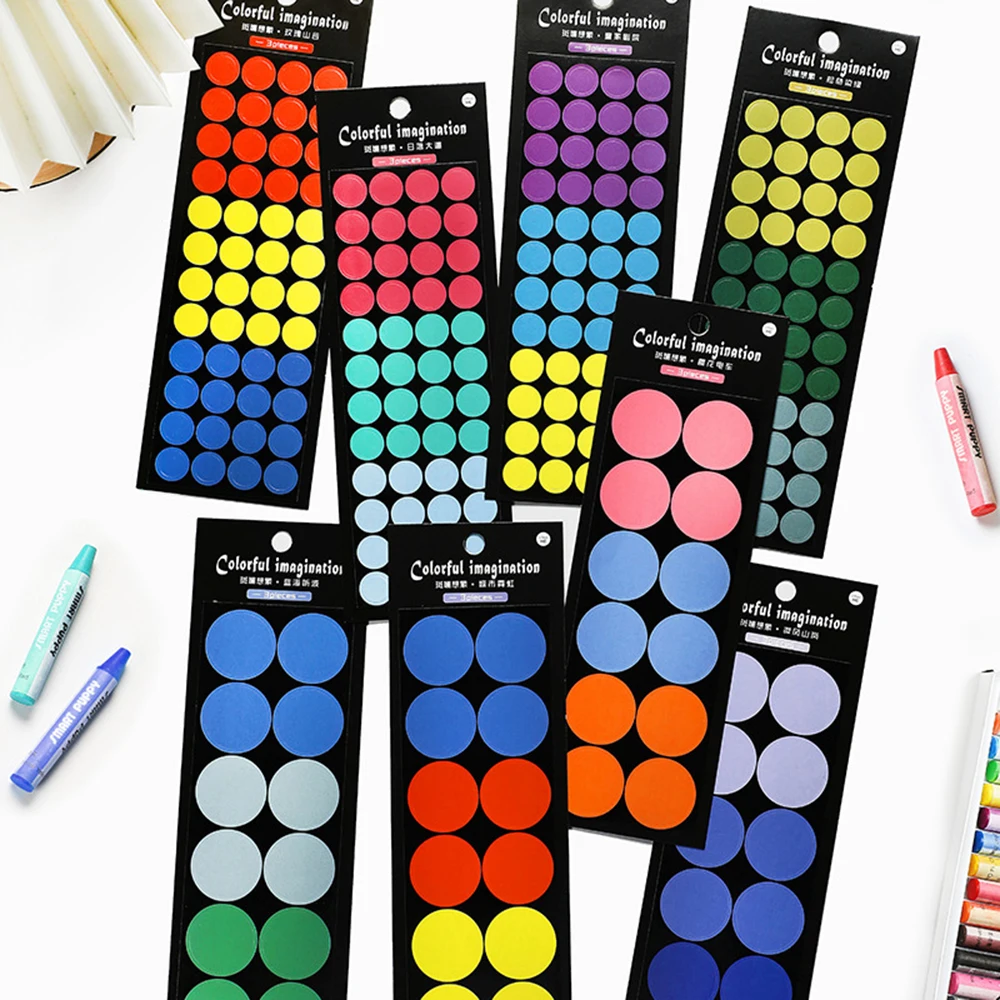 3 Sheets/Pack Colorful Round Spot Stickers DIY Scrapbook Handbook Photo Decoration Stickers Stationery